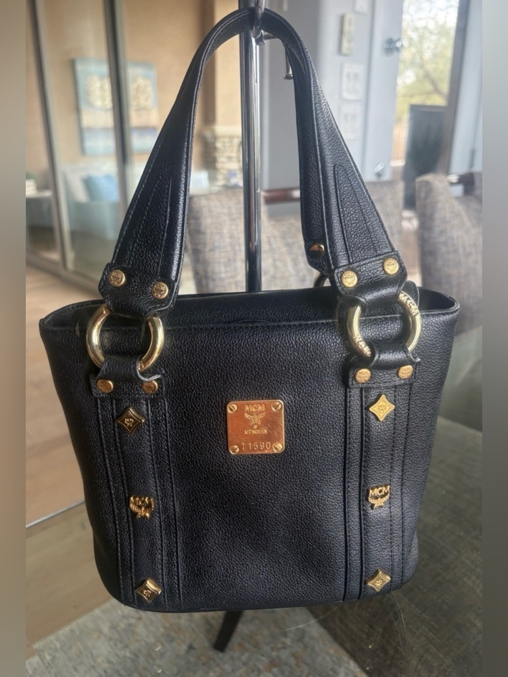 MCM All Leather Studded Tote Bag - EUC